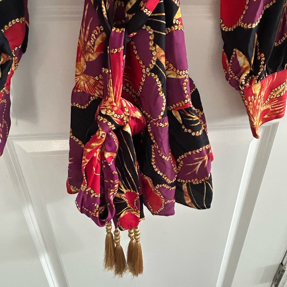 Farm Rio Shiny Chita Floral Long Sleeve Dress - Picture 4 of 6